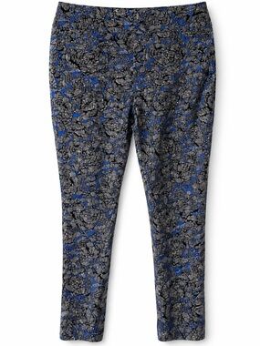 Chico’s Brigitte Floral Pull-On Pants in Black and Blue